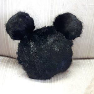 Handmade Genuine Black Mink Fur Mouse Pillow
